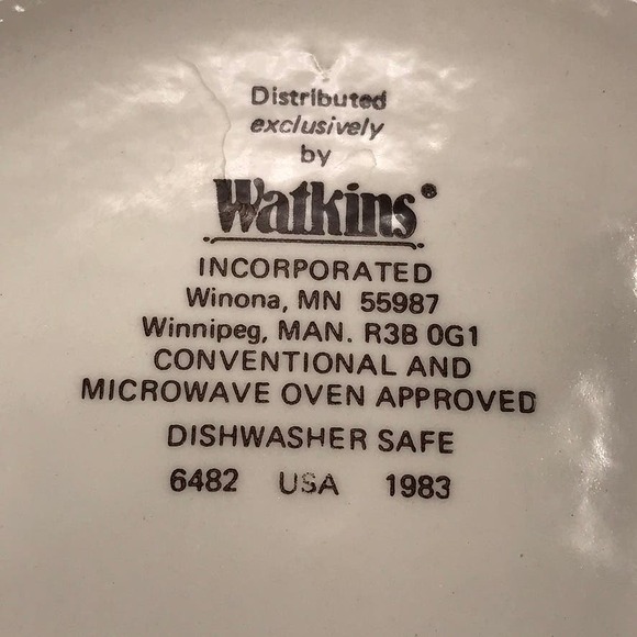 Vintage Watkins Pie Dish Bowl 1983 Dutch Brownie Pie Recipe #6482 Made in USA - Picture 7 of 8